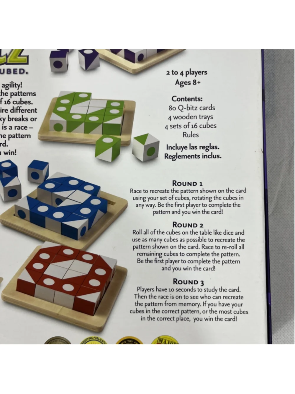 MindWare Q-bitz Board Game Visual Dexterity Cubed Puzzle Strategy Family CIB